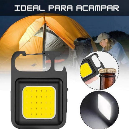 2X1 Mini Linterna LED Recargable USB con Imán, Llavero y Abridor